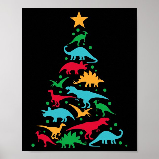 Träd Rex Dinosaur Dino jul Julgran Fu Poster (Framsidan)