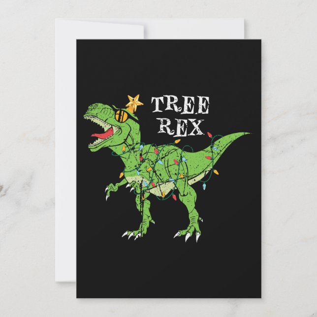 Träd Rex Dinosaur Funny Cute jul Pajama Julafton Inbjudningar (Framsida)
