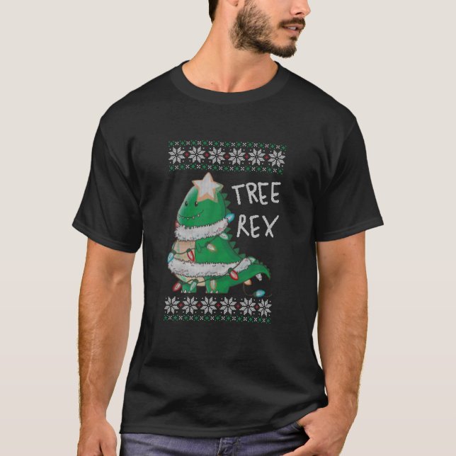 Träd Rex Dinosaur God jul Ugly jul S T Shirt (Framsida)