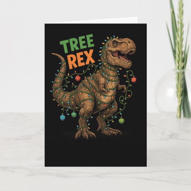 "träd Rex" Dinosaur Helgdag-julafton Humor Kort (Framsida)