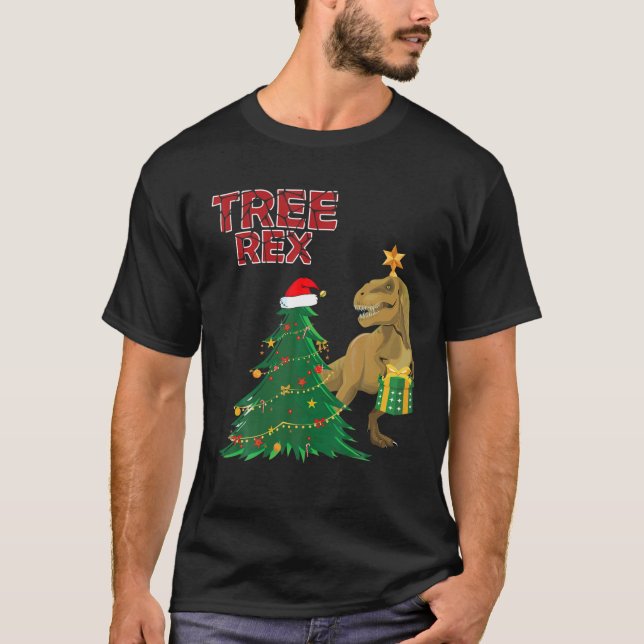 Träd Rex Dinosaur jul Costume Träd Gift T Shirt (Framsida)