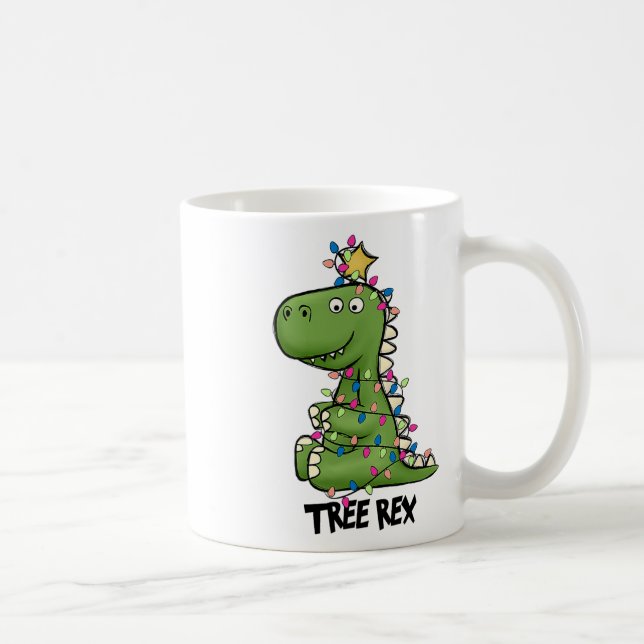 Träd Rex Dinosaurie Jul Kostym Xmas Träd Ljus Kaffemugg (Höger)