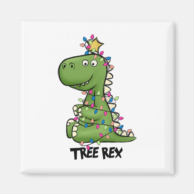 Träd Rex Dinosaurie Jul Kostym Xmas Träd Ljus Magnet (Framsidan)