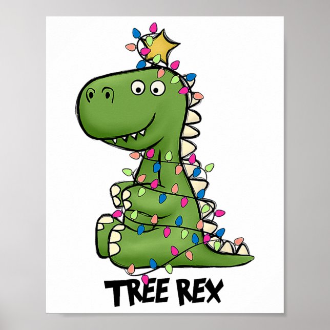 Träd Rex Dinosaurie Jul Kostym Xmas Träd Ljus Poster (Framsidan)