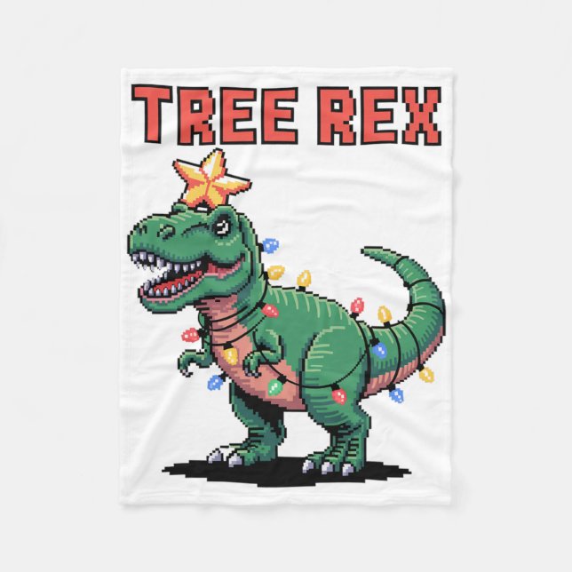 Träd Rex ful jultröja Dinosaurie  Fleecefilt (Framsidan)