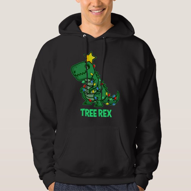 Träd Rex Funny Cute Retro julrino Hoodie (Framsida)