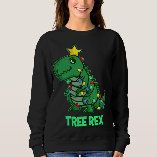 Träd Rex Funny Cute Retro julrino T Shirt (Framsida)