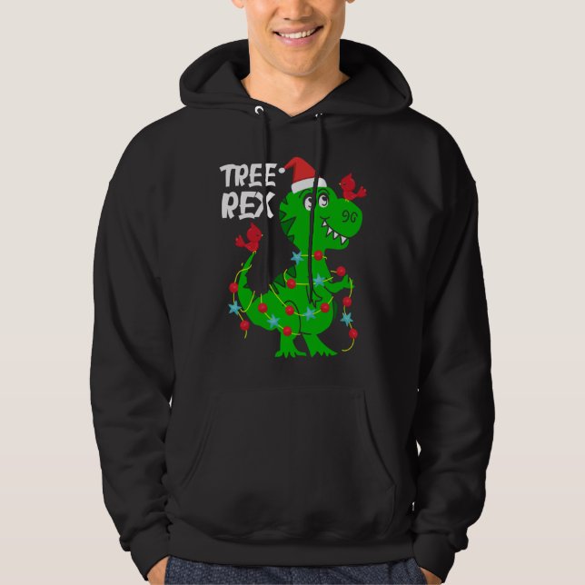 Träd Rex. Funny Dinosaur Gift Cute Dino jul Hoodie (Framsida)