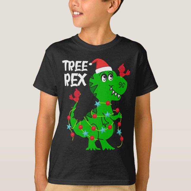 Träd Rex. Funny Dinosaur Gift Cute Dino jul T Shirt (Framsida)