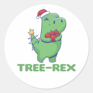 Träd-Rex Funny Dinosaur Pun T-Rex Classic Round St Runt Klistermärke