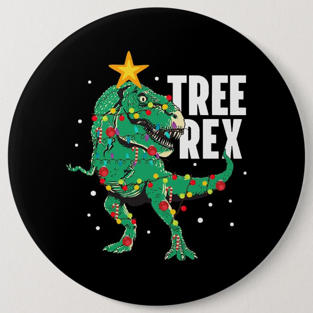 Träd Rex Funny TRex Älskare Dinosaur Julgran Knapp (Framsida)