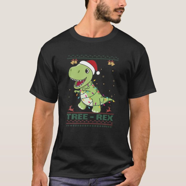 Träd Rex Funny Tyrannosaurus Rex jul Pun T Shirt (Framsida)