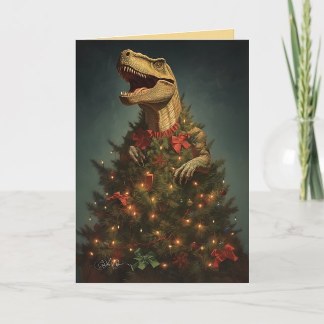 Träd Rex - Helgdag Dinosaur Helgkort (Framsida)