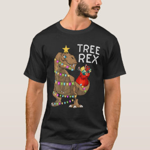 Träd Rex jul Dinosaur Julafton Träd Ljus T Shirt