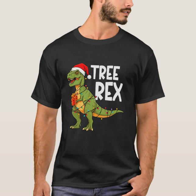 Träd Rex jul Dinosaur Träd T Rex jul B Shirt (Framsida)