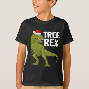 Träd Rex jul Ljus Dinosaur Kids Boys Toddl T Shirt