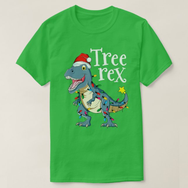 Träd Rex jul Pajamas Boys Kids TRex Dinosaur T Shirt (Design framsida)