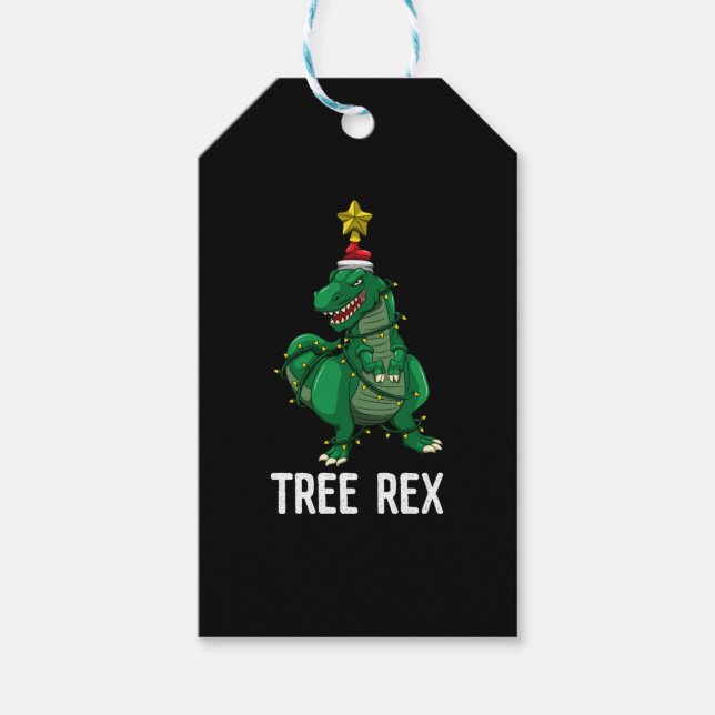 Träd Rex juldinosaur T-Rex Boys Kids Presentetikett (Framsidan)