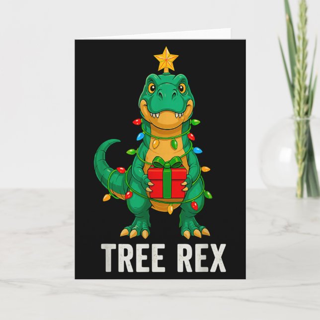 Träd Rex Rollig Dinosaurie Jul  Kort (Framsida)