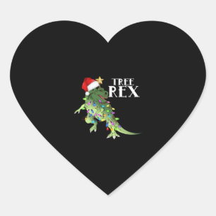 TRÄD REX SANTA HAT DINOSAUR CHRISTMAS LJUS T-SHI HJÄRTFORMAT KLISTERMÄRKE