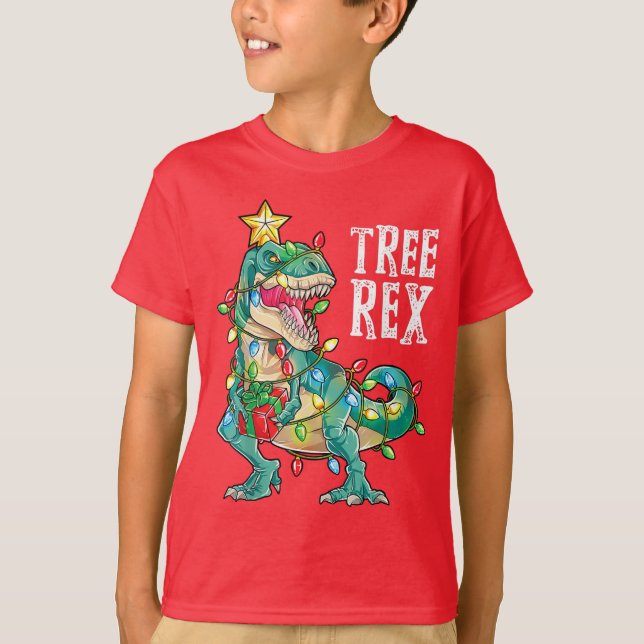 Träd Rex Shirt-julen T-Rex-juldinosaur T Shirt (Framsida)