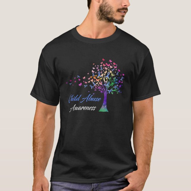 Träd Ribbon Child Abuse Awareness T Shirt (Framsida)