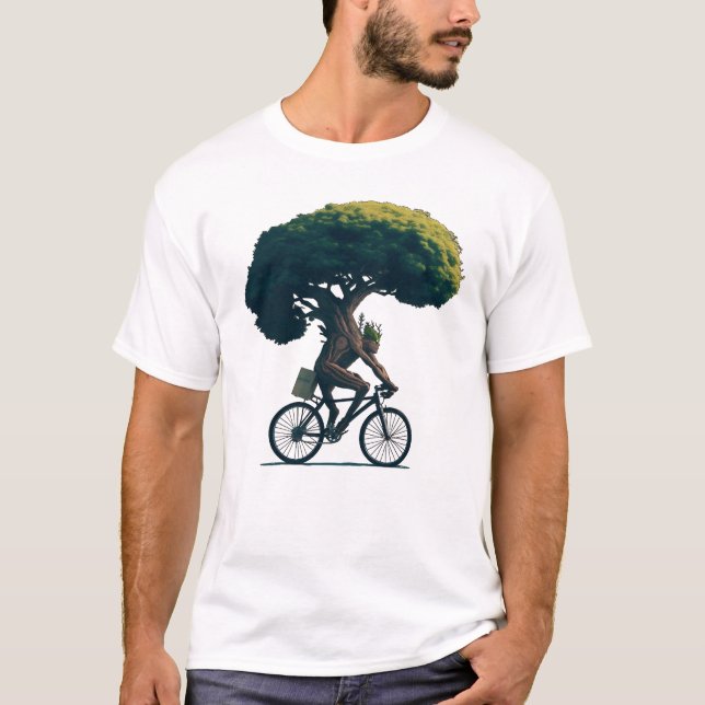 Träd Riding a Bicycle T Shirt (Framsida)