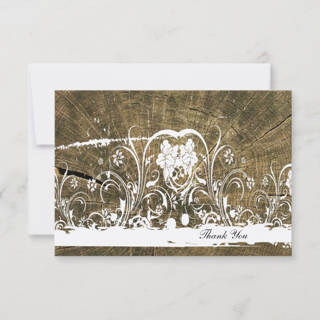 Träd Ringar Shabby Snöre tackkort Anteckningskort (Framsida)