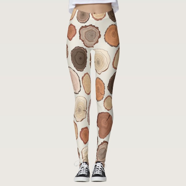 Träd Ringar-skogen Doodle Mönster Leggings (Framsida)