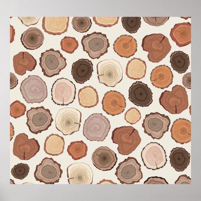 Träd Ringar-skogen Doodle Mönster Poster (Framsidan)
