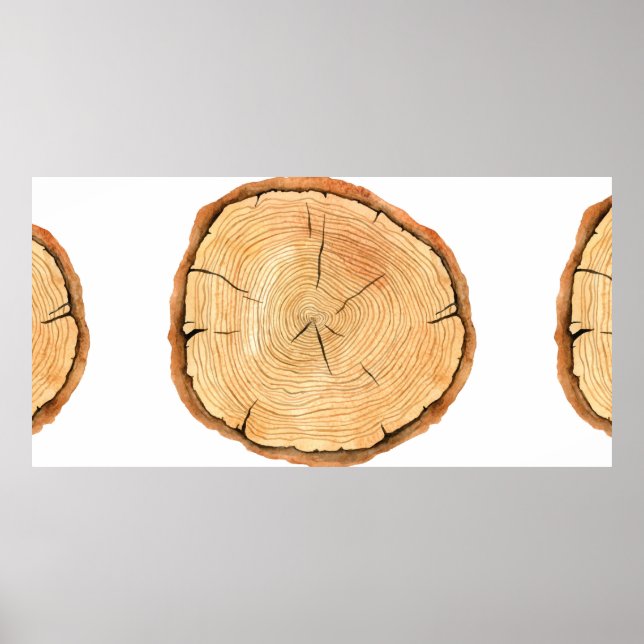 Träd ringar. Vattenfärgillustration, hand plockade Poster (Framsidan)