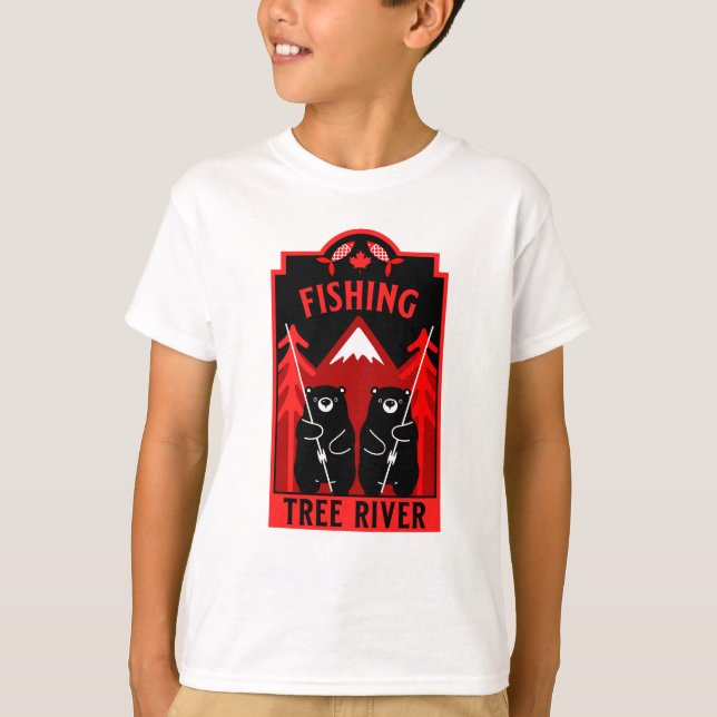 Träd River Fishing Canada T Shirt (Framsida)