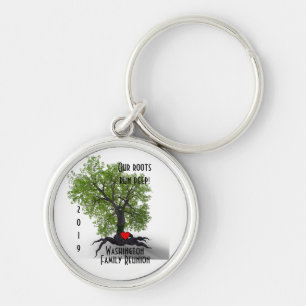 Träd Root Springa Deep for Family Keychain Rund Silverfärgad Nyckelring