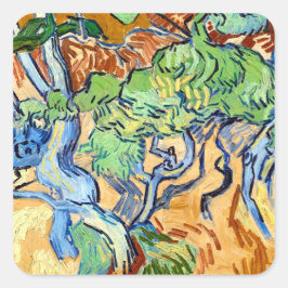 Träd Roots (1890) botaniska konsten Van Gogh-skrap Fyrkantigt Klistermärke
