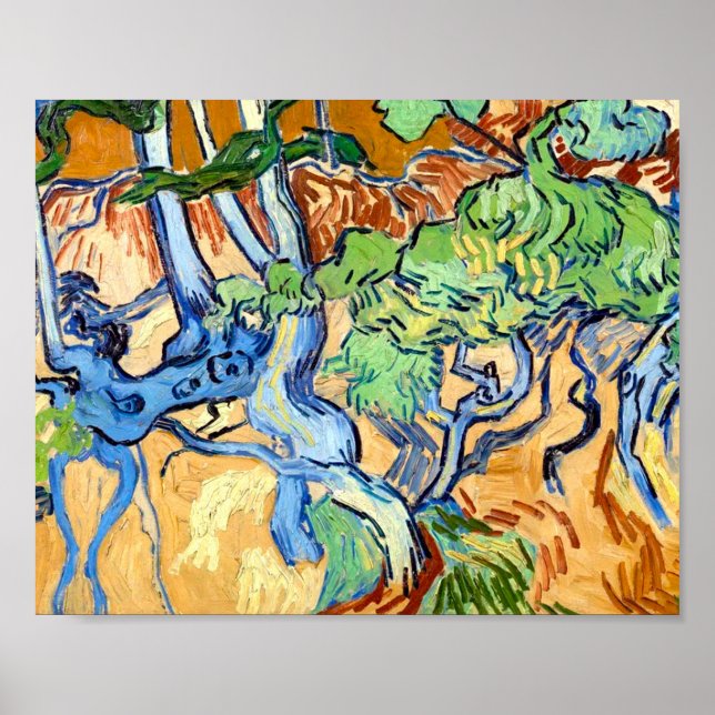 Träd Roots (1890) Vincent Van Gogh botanical Art Poster (Framsidan)