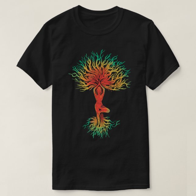 Träd Roots Night Ornament Mandala Practice Spiritu T Shirt (Design framsida)