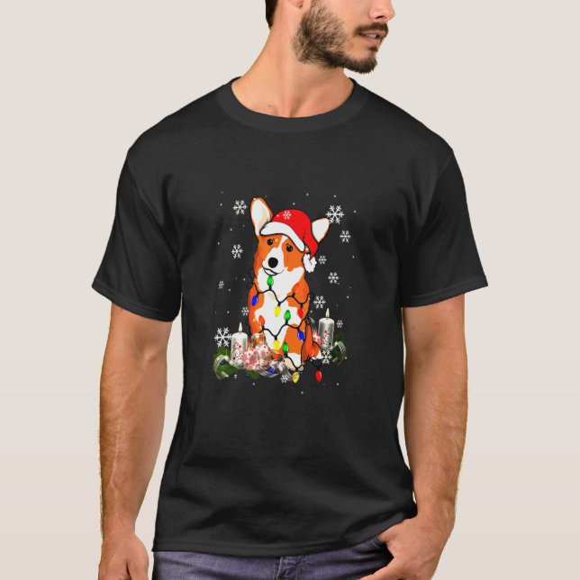 Träd Santa Corgi Corgi T Shirt (Framsida)