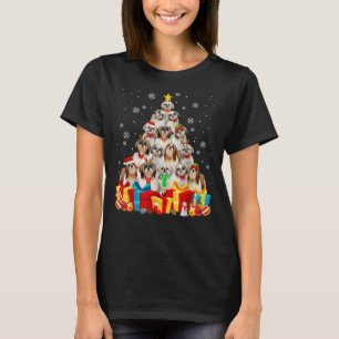 Träd Santa Shih Tzu Hund Santa Julafton Ljus T Shirt