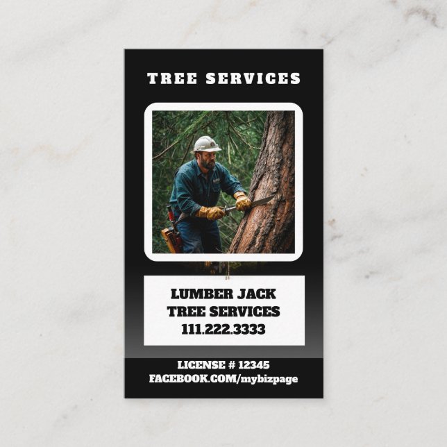 *~* Träd Services Lumber Jack Man QR-skog Visitkort (Framsida)
