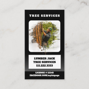 *~* Träd Services Lumber Jack Man QR Träd Trunk Visitkort