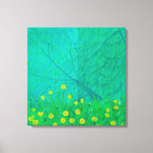 Träd Shadows & Dandelions, sommarblommor, målning Canvastryck
