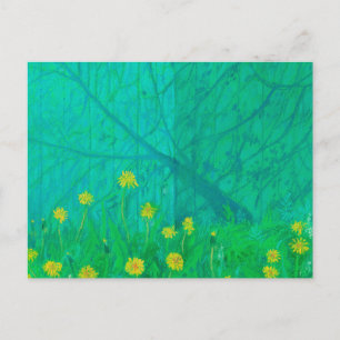 Träd Shadows & Dandelions, sommarblommor, målning Vykort
