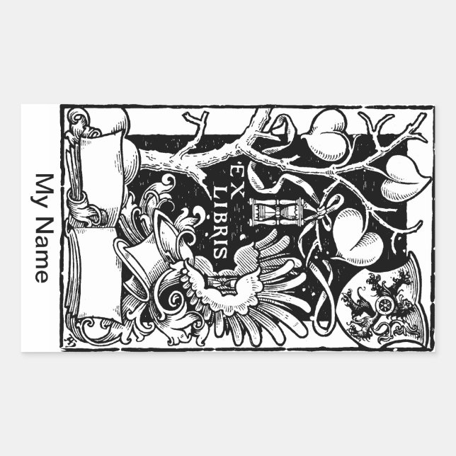 Träd Shield Hourglass Rektangulärt Klistermärke (Framsida)