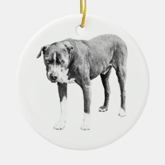 Träd-sidans skuggade Pit Bull-ornament Julgransprydnad Keramik