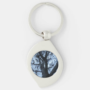 Träd Silhouette-fotokedja Swirl Silverfärgad Nyckelring