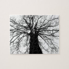 Träd Silhouette i Black and White Pussel