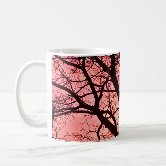  Träd Silhouette i kväll Kaffemugg (Vänster)