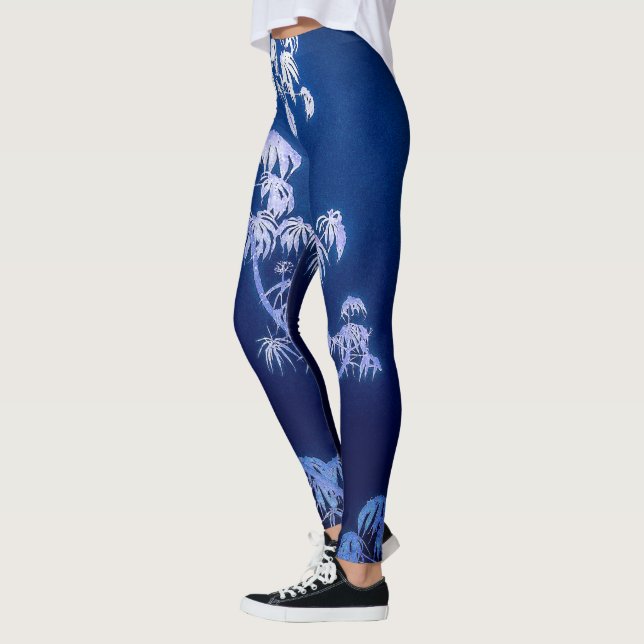 Träd Silhouette i Royal Blues Leggings (Vänster)