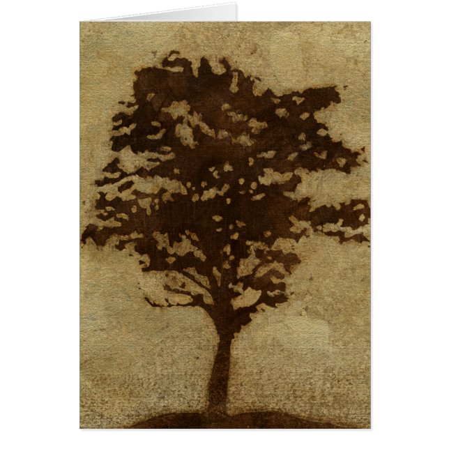 Träd Silhouette på Bronze Background Hälsningskort (Framsidan)