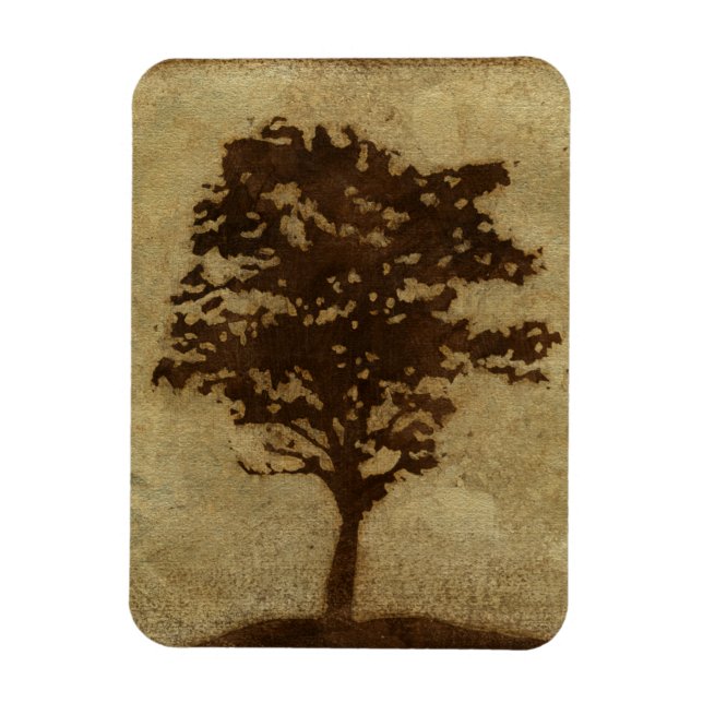 Träd Silhouette på Bronze Background Magnet (Vertikal)